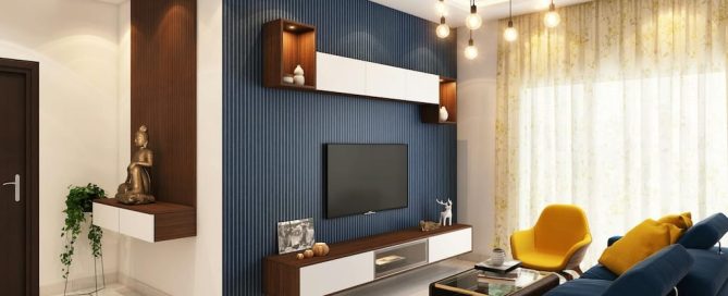 Living luminoso con colores modernos y diseño equilibrado