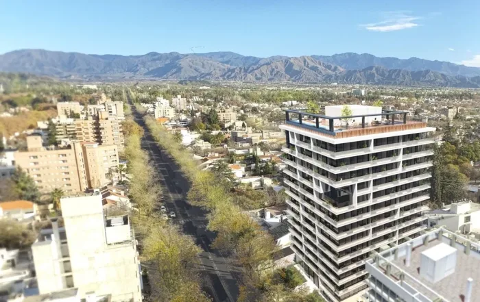 vista aérea de edificios en construcción en la Ciudad de Mendoza