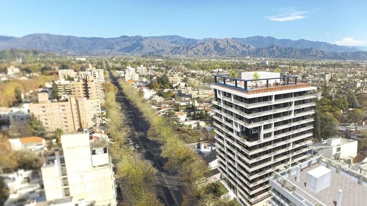 vista aérea de edificios en construcción en la Ciudad de Mendoza